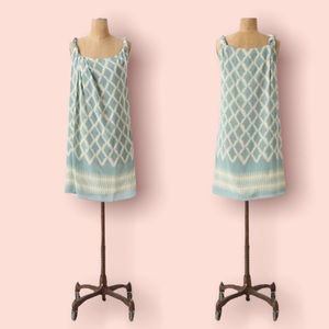 Anthropologie Blue and White Patterned Dress